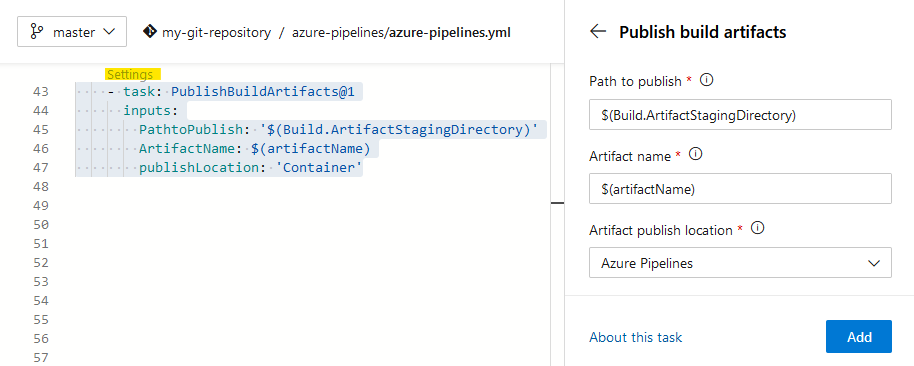 Using the assistant panel to configure a task